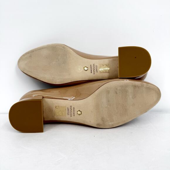 Stuart Weitzman Womens Vivienne 35 Pumps Size 7.5 Nude Patent Leather Heels EUC - Picture 13 of 15